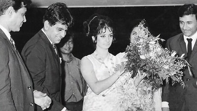 Saira Banu shared a photo with Dilip Kumar, Rajendra Kumar and Dev Anand on her 79th birthday. Saira Banu shared a photo with Dilip Kumar, Rajendra Kumar and Dev Anand on her 79th birthday.