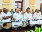 Karnataka CM Siddaramaiah, DCM DK Shivakumar, senior BJP leaders BS Yediyurappa and Basavaraj Bommai with JD(S) second-in-command HD Kumaraswamy at the all-party meeting in Bengaluru. (ANI) Karnataka CM Siddaramaiah, DCM DK Shivakumar, senior BJP leaders BS Yediyurappa and Basavaraj Bommai with JD(S) second-in-command HD Kumaraswamy at the all-party meeting in Bengaluru. (ANI)