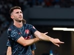 Manchester City's Aymeric Laporte celebrates during a pre-season match ahead of 2023-24 Premier League 