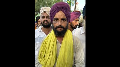 Baljinder Singh, a farmer who was arrested by the police in Longowal.