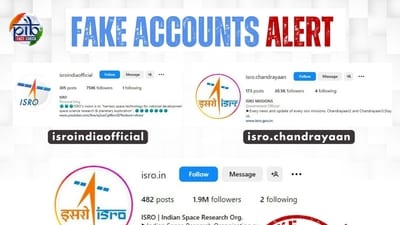 The fake ISRO handles on Instagram (twitter.com/PIB/FactCheck) The fake ISRO handles on Instagram (twitter.com/PIB/FactCheck)