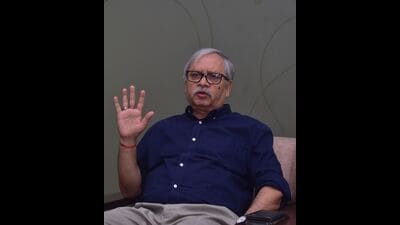 MNNIT director Prof RS Verma talking to media persons on Thursday. (HT)