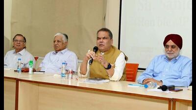 MP Sanjeev Arora held addressing a meeting with industry leaders in Ludhiana on Thursday. (HT Photo) MP Sanjeev Arora held addressing a meeting with industry leaders in Ludhiana on Thursday. (HT Photo)