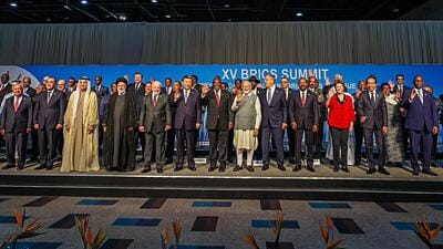 PM Narendra Modi with Brazilian President Luiz Inacio Lula da Silva, Chinese President Xi Jinping, South African President Cyril Ramaphosa, Russia's Foreign Minister Sergei Lavrov and other leaders poses for a photo during the 15th BRICS Summit, in Johannesburg (PTIVIA @MEAIndia) PM Narendra Modi with Brazilian President Luiz Inacio Lula da Silva, Chinese President Xi Jinping, South African President Cyril Ramaphosa, Russia's Foreign Minister Sergei Lavrov and other leaders poses for a photo during the 15th BRICS Summit, in Johannesburg (PTIVIA @MEAIndia)