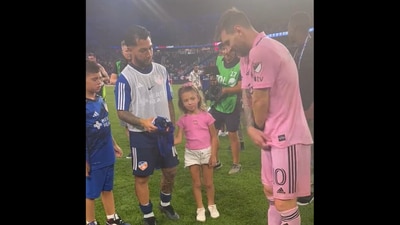 Messi was seen swapping shirts with his fellow countryman and Cincinnati midfielder Luciano Acosta Messi was seen swapping shirts with his fellow countryman and Cincinnati midfielder Luciano Acosta