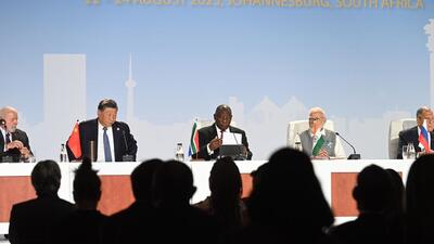 This was the first expansion of the Brics grouping since 2010, when South Africa became the fifth member of Brics. (Bloomberg) This was the first expansion of the Brics grouping since 2010, when South Africa became the fifth member of Brics. (Bloomberg)