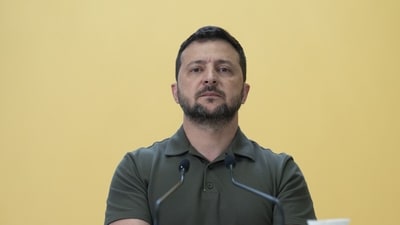 Russia-Ukraine War: Volodymyr Zelensky, Ukraine's president, during a news conference. (Bloomberg) Russia-Ukraine War: Volodymyr Zelensky, Ukraine's president, during a news conference. (Bloomberg)