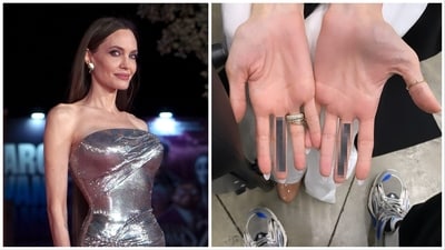 Angelina Jolie has got new tattoos on her fingers. Angelina Jolie has got new tattoos on her fingers.