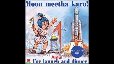 Chandrayaan-3 landing: Amul gives a shoutout to ISRO after the successful Moon mission. (Instagram/@amul_india) Chandrayaan-3 landing: Amul gives a shoutout to ISRO after the successful Moon mission. (Instagram/@amul_india)