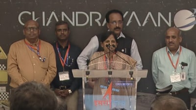 Kalpana K, addressing the nation following Chandrayaan 3's success on Wednesday. Kalpana K, addressing the nation following Chandrayaan 3's success on Wednesday.