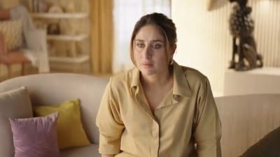 Kareena Kapoor in a still from the promo of her new OTT film. Kareena Kapoor in a still from the promo of her new OTT film.