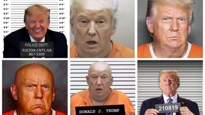 Former President Donald Trump's anticipated arrest and mugshot have sparked a surge of memes on social media. (X/58bugeye) Former President Donald Trump's anticipated arrest and mugshot have sparked a surge of memes on social media. (X/58bugeye)