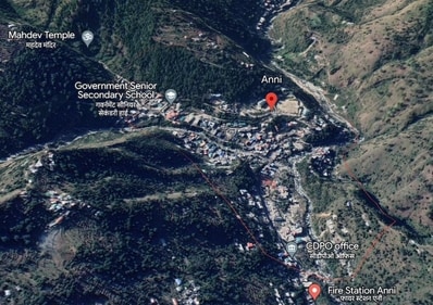 Satellite image of Anni in Himachal Pradesh's Kullu.