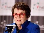 Billie Jean King speaks to the media 