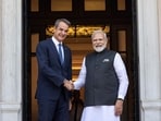Prime Minister Narendra Modi on Friday arrived in Greece for his maiden visit at the invitation of his Greek counterpart Kyriakos Mitsotakis.(Bloomberg)