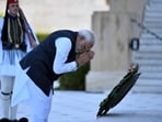 Prime Minister Narendra Modi lays a wreath at the Tomb of the Unknown Soldier in Athens, Greece, Friday. Prime Minister Narendra Modi lays a wreath at the Tomb of the Unknown Soldier in Athens, Greece, Friday.