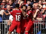 Liverpool's Mohamed Salah celebrates