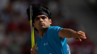 Neeraj Chopra, of India, makes an attempt in the Men's javelin throw qualification during the World Athletics Championships in Budapest (AP) Neeraj Chopra, of India, makes an attempt in the Men's javelin throw qualification during the World Athletics Championships in Budapest (AP)