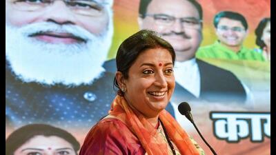 Asked if she would contest the elections from two places like Gandhi, who contested from Wayanad in Kerala as well as Amethi in 2019, Irani said, “The habit of running away is theirs, not mine.” (File Photo) Asked if she would contest the elections from two places like Gandhi, who contested from Wayanad in Kerala as well as Amethi in 2019, Irani said, “The habit of running away is theirs, not mine.” (File Photo)