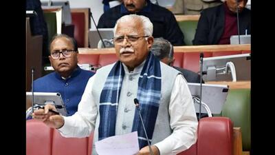 Chief minister ML Khattar was giving a written response to an unstarred question by Independent MLA Balraj Kundu during the opening day of the monsoon session of the state assembly on Friday. (HT file photo) Chief minister ML Khattar was giving a written response to an unstarred question by Independent MLA Balraj Kundu during the opening day of the monsoon session of the state assembly on Friday. (HT file photo)