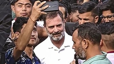 Congress leader Rahul Gandhi during an interaction with local youth in Kargil. (PTI) Congress leader Rahul Gandhi during an interaction with local youth in Kargil. (PTI)