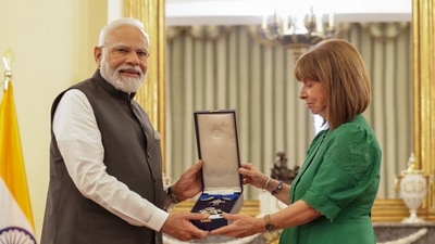 Greece confers PM Modi with Grand Cross of the Order of Honour. (ANI/ X)