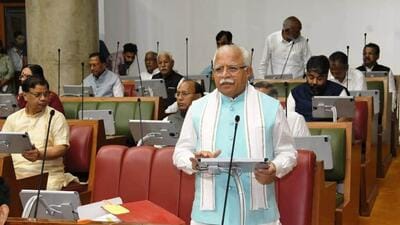 Haryana chief minister Manohar Lal Khattar addressing the opening day of the monsoon session of the assembly in Chandigarh on Friday. (HT Photo) Haryana chief minister Manohar Lal Khattar addressing the opening day of the monsoon session of the assembly in Chandigarh on Friday. (HT Photo)