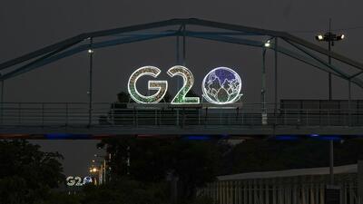 Illuminated G20 logo seen ahead of the summit, in New Delhi. (PTI) Illuminated G20 logo seen ahead of the summit, in New Delhi. (PTI)