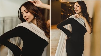 Malaika Arora looks like a dream in one-shoulder monochrome gown. (Instagram) Malaika Arora looks like a dream in one-shoulder monochrome gown. (Instagram)