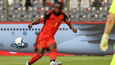 Belgium's Jeremy Doku in action during the Euro 2024 qualifying match. (AP) Belgium's Jeremy Doku in action during the Euro 2024 qualifying match. (AP)