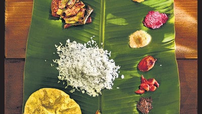 Sadhya features rice, curries, pickles and desserts such as sambharam (spicy buttermilk), parippu (lentil curry) and much more. Sadhya features rice, curries, pickles and desserts such as sambharam (spicy buttermilk), parippu (lentil curry) and much more.