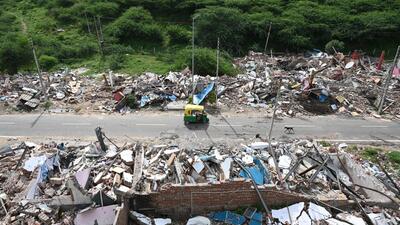 The demolition exercise began in Nuh on August 3, three days after communal violence erupted in the district on July 31. (Parveen Kumar/HT Photo)