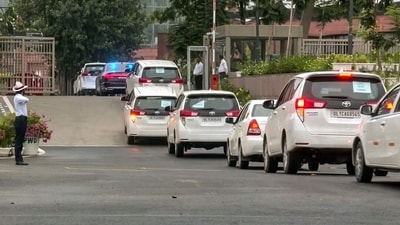 Delhi traffic police authorities carry out a full-dress carcade rehearsal as part of the preparations for the upcoming G20 Summit in New Delhi. (ANI) Delhi traffic police authorities carry out a full-dress carcade rehearsal as part of the preparations for the upcoming G20 Summit in New Delhi. (ANI)