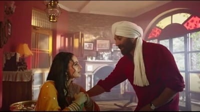 Ameesha Patel and Sunny Deol in a still from Gadar 2. Ameesha Patel and Sunny Deol in a still from Gadar 2.