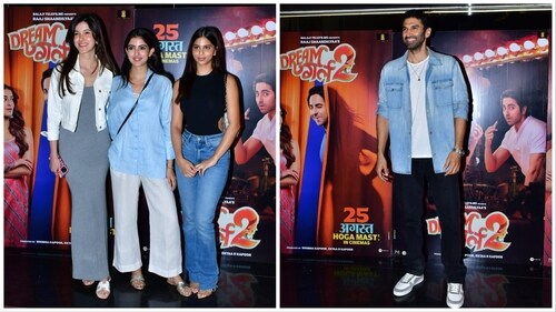 Shanaya Kapoor, Navya Naveli Nanda, Suhana Khan and Aditya Roy Kapur at Dream Girl 2 screening. (Varinder Chawla) Shanaya Kapoor, Navya Naveli Nanda, Suhana Khan and Aditya Roy Kapur at Dream Girl 2 screening. (Varinder Chawla)