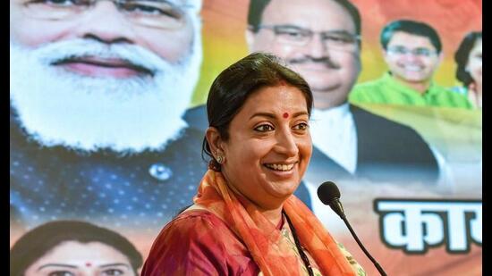 Asked if she would contest the elections from two places like Gandhi, who contested from Wayanad in Kerala as well as Amethi in 2019, Irani said, “The habit of running away is theirs, not mine.” (File Photo)