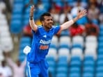 Yuzvendra Chahal celebrates after picking a wicket