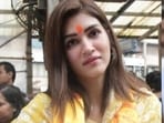 Kriti Sanon outside the Siddhivinayak Temple in Mumbai.