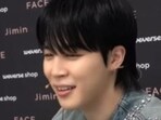 BTS' Jimin and Suga during a video call.