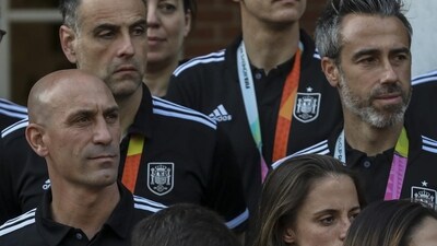 Spanish Football Association president Luis Rubiales (left) and Head Coach Jorge Vilda (right) pictured at a reception for the Spanish women’s national football team at Moncloa Palace in Madrid, Spain. (Pic Credit: Getty Images) Spanish Football Association president Luis Rubiales (left) and Head Coach Jorge Vilda (right) pictured at a reception for the Spanish women’s national football team at Moncloa Palace in Madrid, Spain. (Pic Credit: Getty Images)