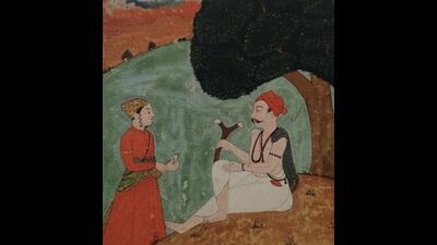 A miniature painting of Madho Lal and Shah Husain. (Photo: Imran Mani) A miniature painting of Madho Lal and Shah Husain. (Photo: Imran Mani)