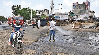 Cleaning operations underway after communal violence hit Nuh district in Haryana. (File photo Parveen Kumar/ HT photo) Cleaning operations underway after communal violence hit Nuh district in Haryana. (File photo Parveen Kumar/ HT photo)