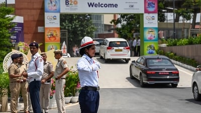 Rehearsals for the delegates ahead of G20 summit at Bharat Mandapam, Pragati Maidan. (HT Photo) Rehearsals for the delegates ahead of G20 summit at Bharat Mandapam, Pragati Maidan. (HT Photo)