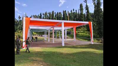 Preparations underway for the festival in Nambla on Saturday. (HT Photo)