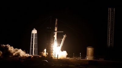 NASA astronaut Jasmin Moghbeli, European Space Agency astronaut Andreas Mogensen, JAXA (Japan Aerospace Exploration Agency) astronaut Satoshi Furukawa, and Roscosmos cosmonaut Konstantin Borisov launch to the International Space Station as Crew-7 on the SpaceX Crew Dragon spacecraft at Cape Canaveral, Florida, U.S. August 26, 2023. (REUTERS)