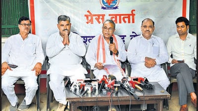 The Hindutva outfit leaders said only Hindus from Nuh, Gurugram and Palwal will participate in yatra on Monday ’in view of the upcoming G20 summit’. (Sanchit Khanna/HT Photo) The Hindutva outfit leaders said only Hindus from Nuh, Gurugram and Palwal will participate in yatra on Monday ’in view of the upcoming G20 summit’. (Sanchit Khanna/HT Photo)