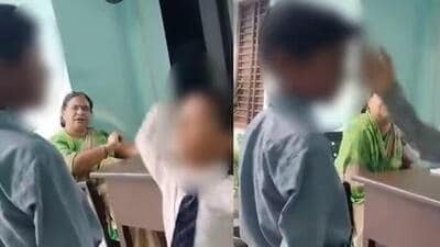 The boy’s father said that his two sons studied in the same school, but he will now send them to some other school, showing his resentment to the teacher’s act. (Video grab) The boy’s father said that his two sons studied in the same school, but he will now send them to some other school, showing his resentment to the teacher’s act. (Video grab)