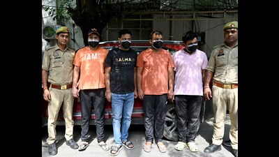 The four suspects in custody. (Sunil Ghosh/HT Photo) The four suspects in custody. (Sunil Ghosh/HT Photo)