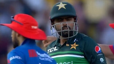 Babar Azam gets frustrated after being dismissed in third ODI (Twitter/FanCode) Babar Azam gets frustrated after being dismissed in third ODI (Twitter/FanCode)