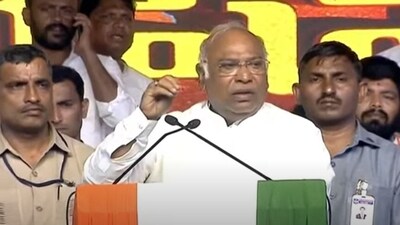 Congress president Mallikarjun Kharge in Hyderabad on Saturday.